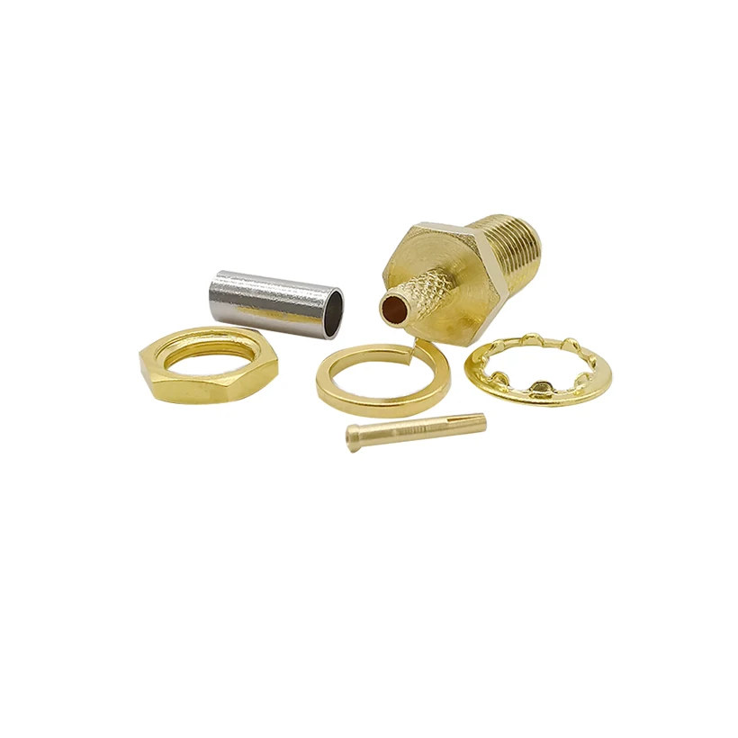 

5Pcs/Lot SMA Female Bulkhead Crimp Connector Gold-Plated SMA Female Jack Center Nut Bulkhead Crimp for RG174 RG316 LMR100 Cable