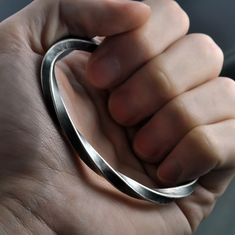 Мужской браслет из серебра 925 пробы в стиле панк|Гибкие и жесткие браслеты| |