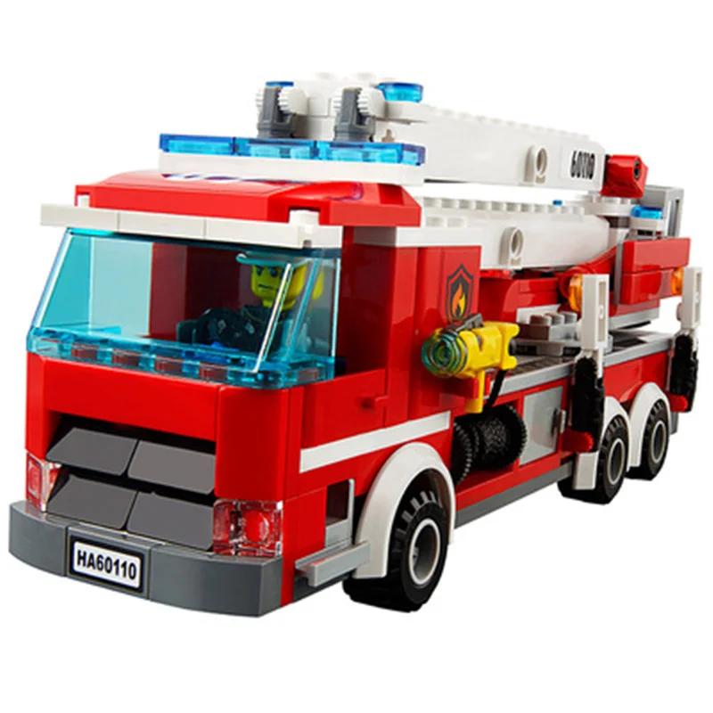 Bloques de construcci&oacute;n para ni&ntilde;os, juguete de ladrillos para armar bomberos, serie City, ideal para regalo, c&oacute;digo 958, compatible con 10831, 60110 piezas-2