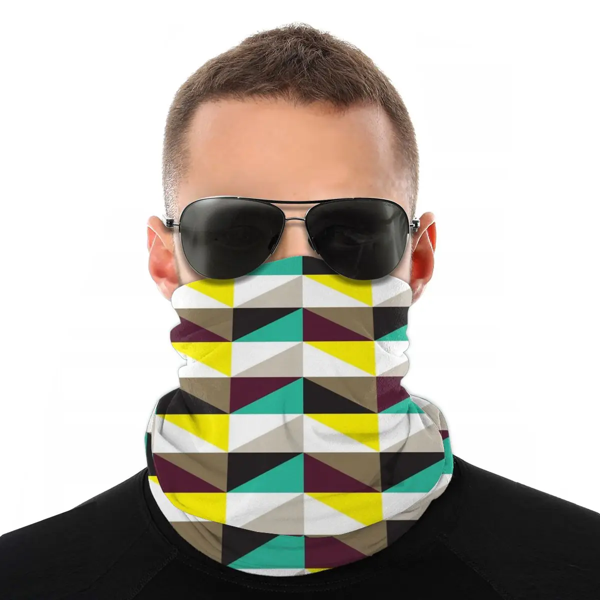 

Geometric Pattern Triangles Scarf Half Face Mask Men Women Halloween Neck Warmer Neck Bandana Protective Headband Biking Camping