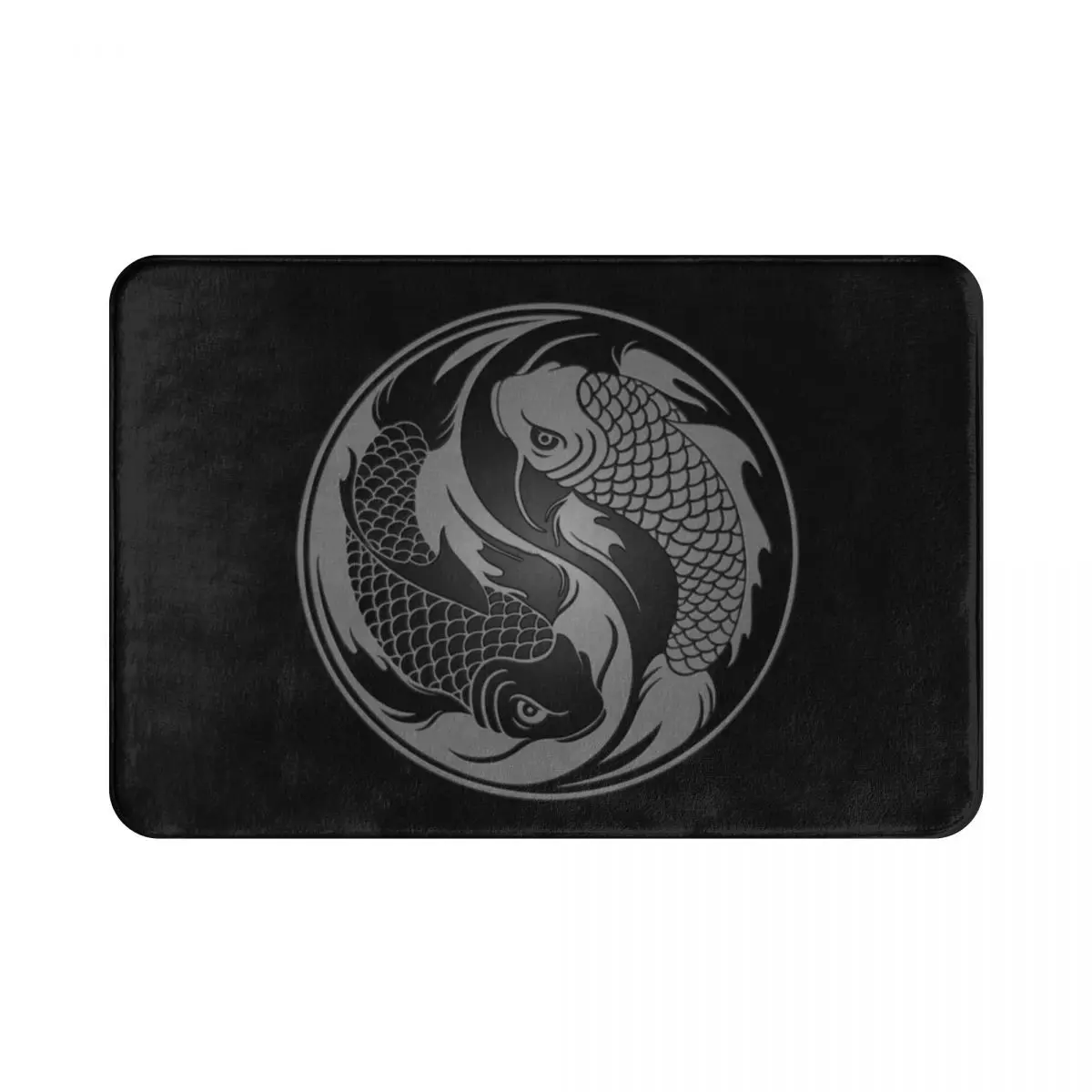 

Серый и черный коврик Yin Yang Koi коврик в виде рыбы, коврик для ног, нескользящий прочный коврик для входа, кухни, спальни, балкона, мультяшный