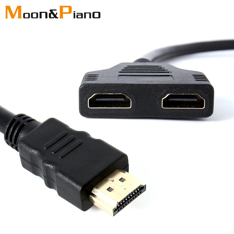 Converter 1 Male to 2 Female HDMI-compatible Splitter Cable 1080P HD Quality 3D Computer Monitor Set-top Box Data Extension Wire |