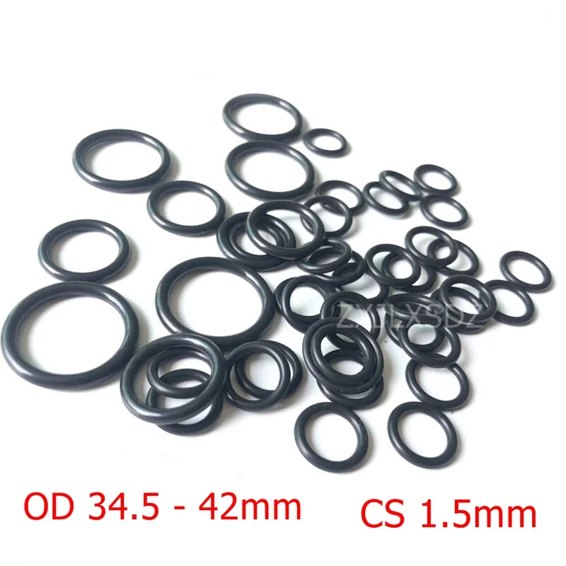 100 PCS NBR rubber O ring O-ring Oring Seal Rubber Gaskets CS 1.5mm x OD 34.5 35 36 36.5 37 38 39 40 41 42mm