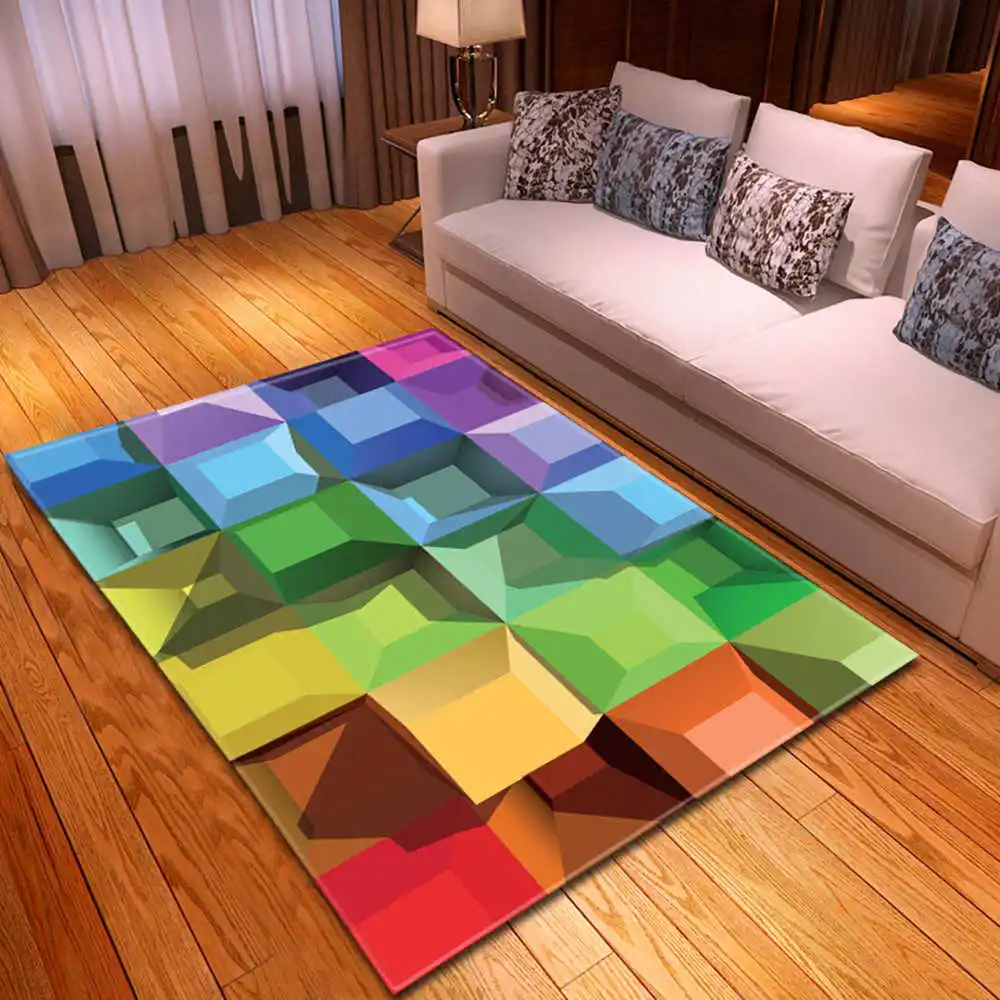 

Modern children's carpet, decorative 3d carpet with geometric pattern for living room, children's room, nightstand mat for