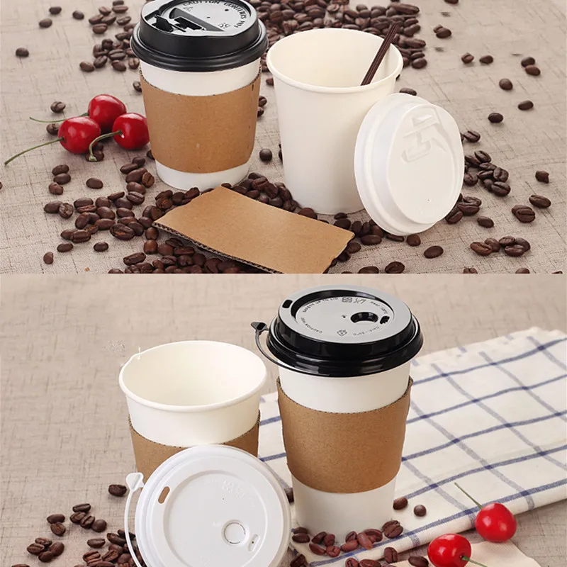 Бумажная кофейная чашка 25 шт. одноразовая бумажная с крышкой упаковка для