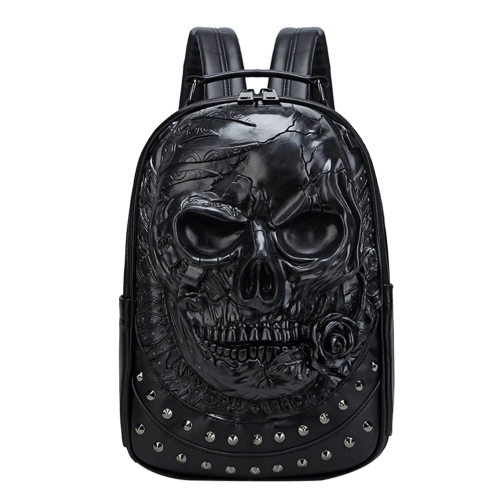 

1pc Backpack Unique Stylish 3D Embossed Skull Packsack for Friends