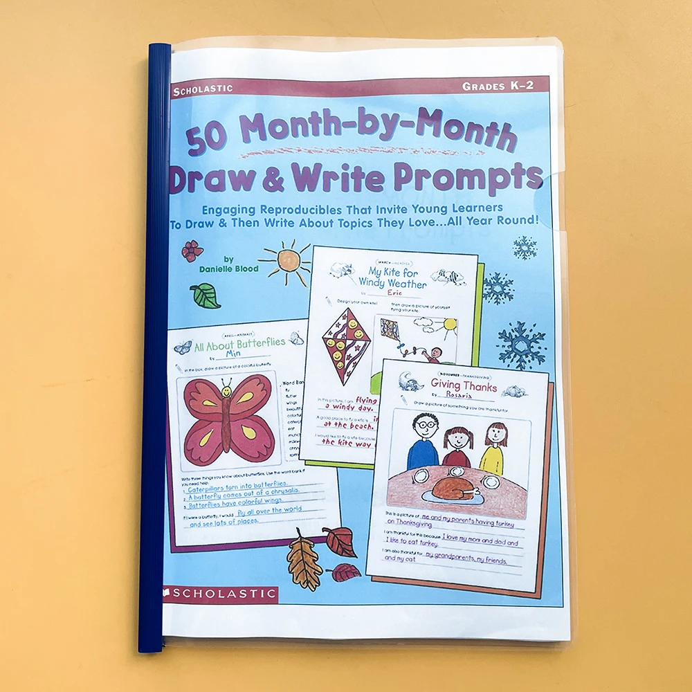 

65 Pages 50 Month-by-Month Draw and Write Prompts Grades K-2 Writing Workbook To Practice and Improve Writing Skills