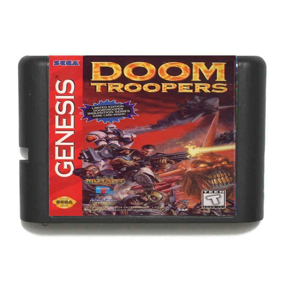 Игровая карта Mutant Doom Troopers NTSC USA 16 bit MD для Sega Mega Drive Genesis|doom troopers|16 bitmd game |