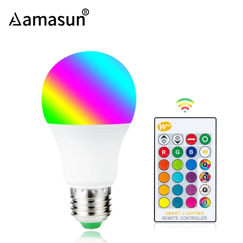 Светодиодная лампа RGB с регулируемой яркостью 15 Вт 10 5 ночник E27 220 В 110 цветная