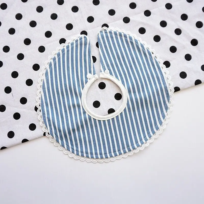 

Infant Baby Cotton Bibs Newborn Soft Round Burp Cloth Girls Lovely Printed Laciness Feeding Scraf Kids Accessories
