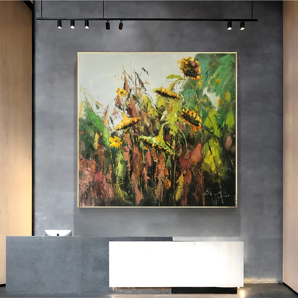 Оригинальная картина с изображением подсолнухов пейзажа акриловая живопись |