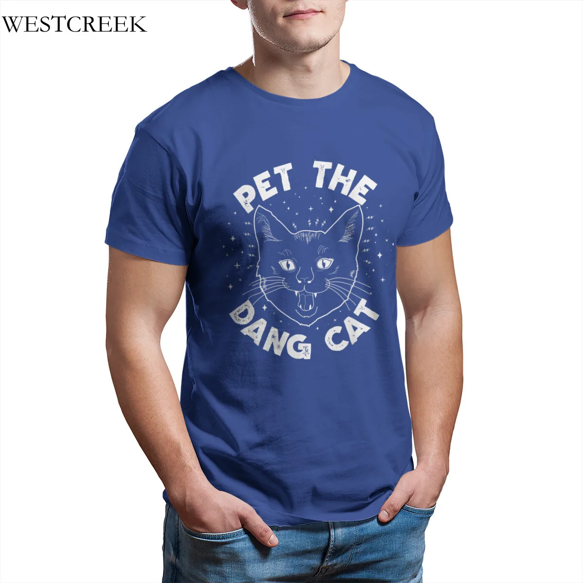 

Wholesale Men's T-Shirt cat Print Custom Short Sleeve Men Clothing 33029