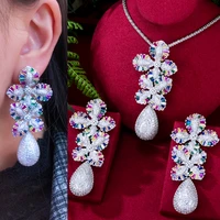 missvikki luxury charm long drop pendant necklace earring sets for women wedding bridal cubic zircondubai high end jewelry sets