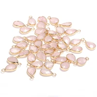 new 5pcs natural stone water drop shape section rose quars pendants for jewelry making diy necklace size 10x14mm