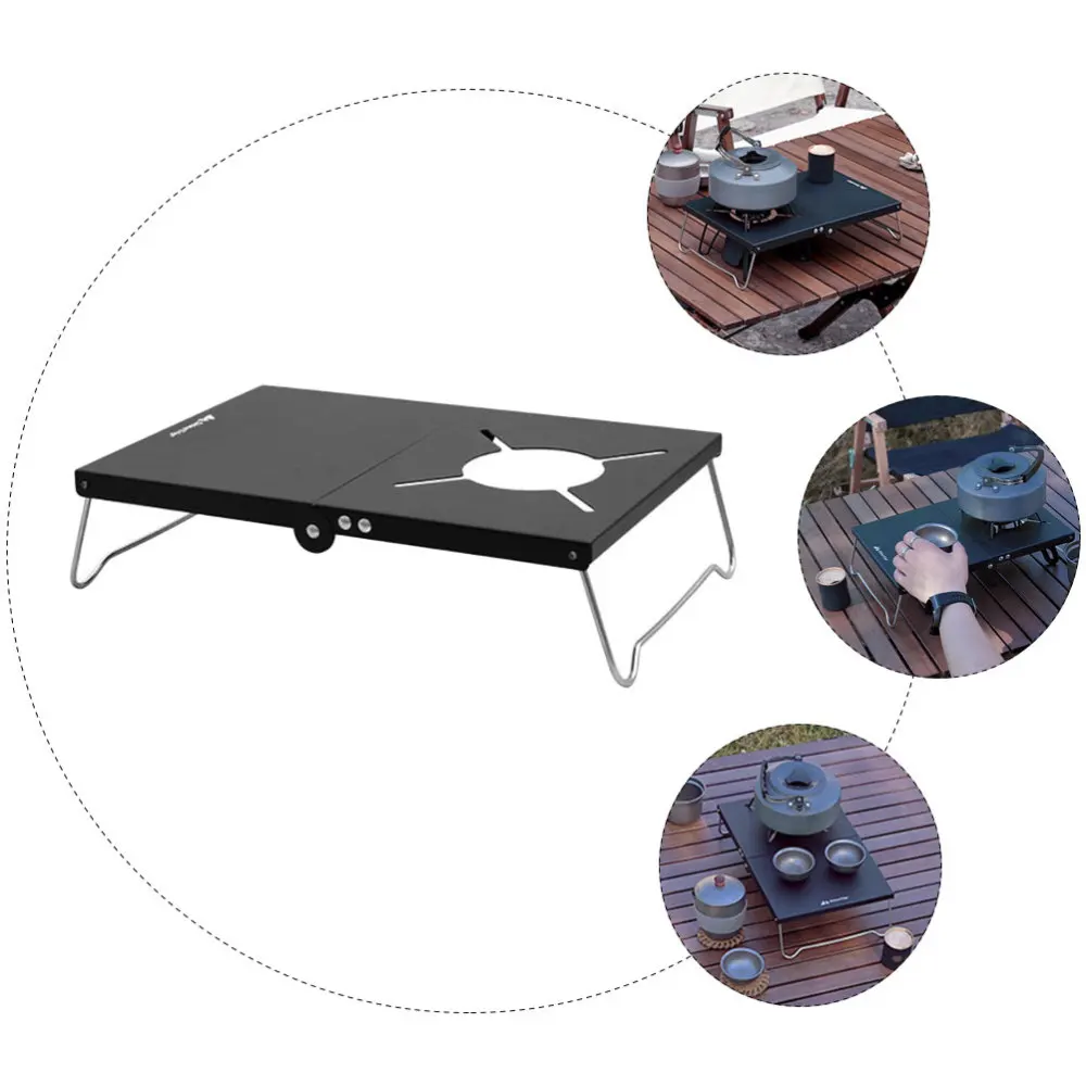 

1pc BBQ Table, Camping Table Outdoor Folding Table Grill Table for Home (Black)