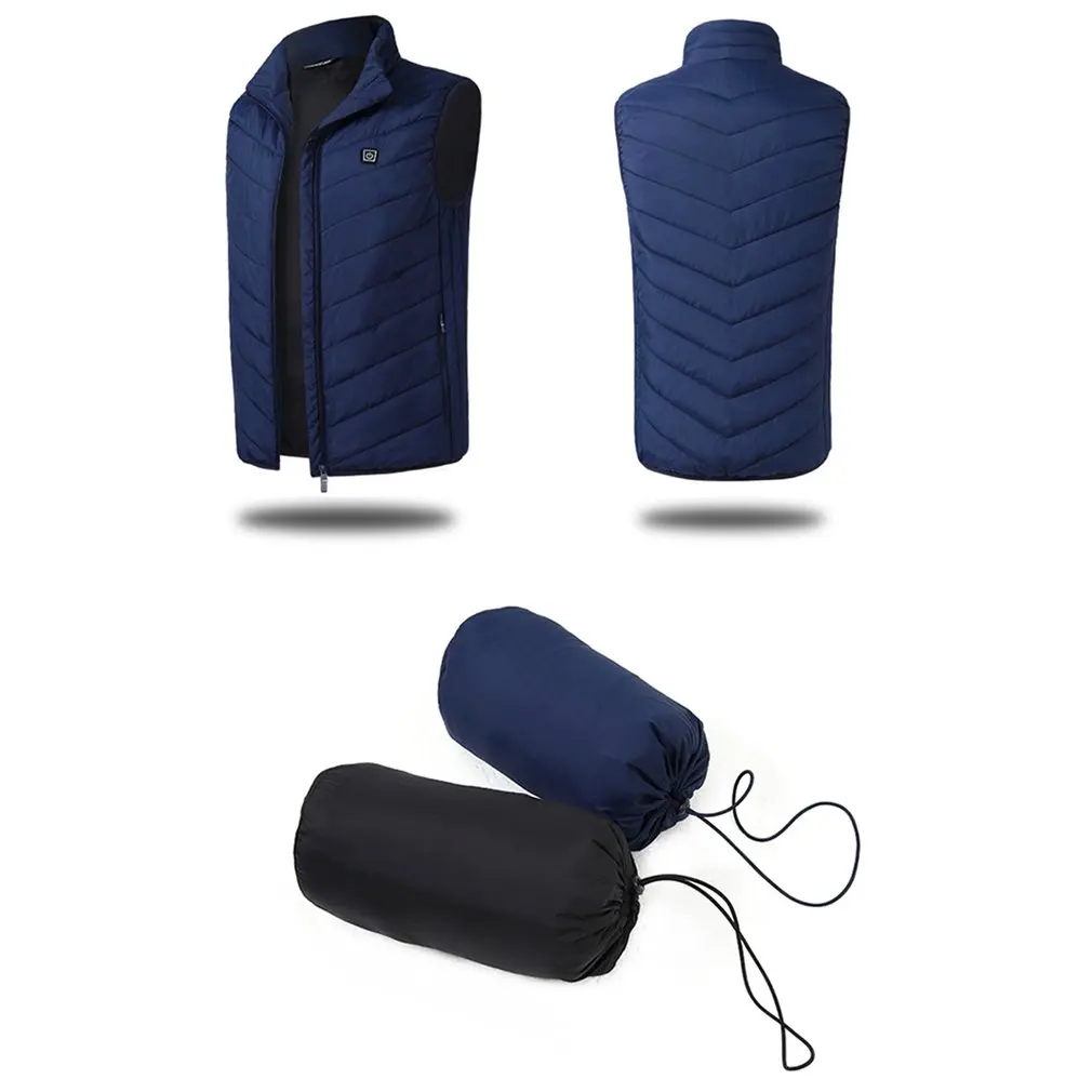 

New 9 Places Heated Vest Men Women USB Heated Jacket Heating Vest Thermal Clothing Hunting Vest Winter Heating Jacket BlackS-4XL