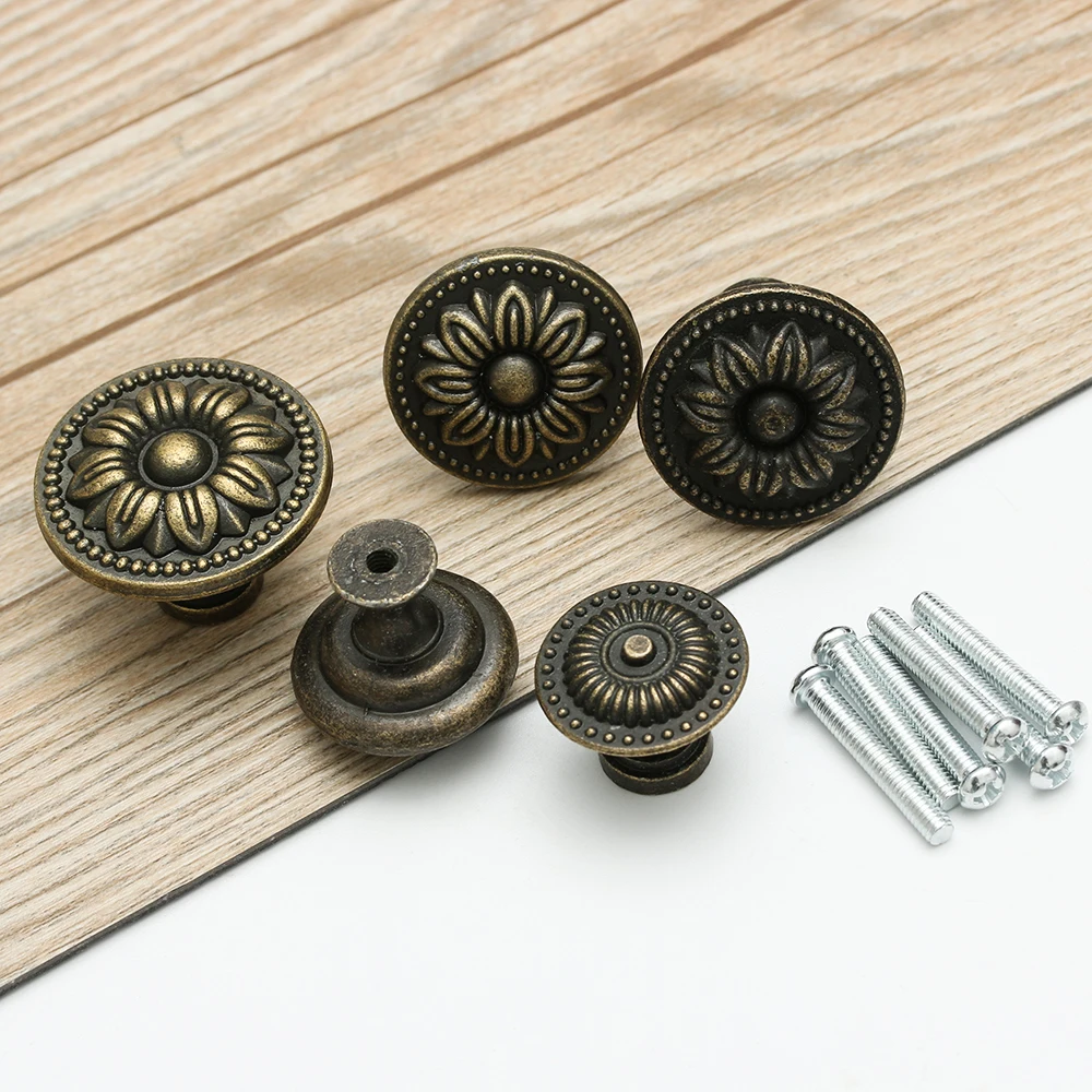 2 шт. антикварные ручки для шкафа круглой формы Ретро Ручки ящиков двери