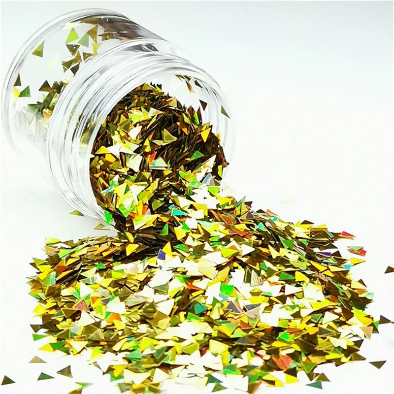 Ультратонкие 3 мм трёхугольные Блестки для ногтей с пайетками ПЭТ блестки