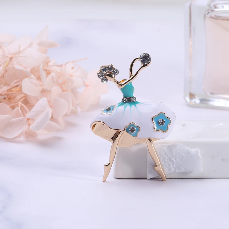 Модная Милая Изысканная брошь в виде танцующей девушки балерины стеклянные