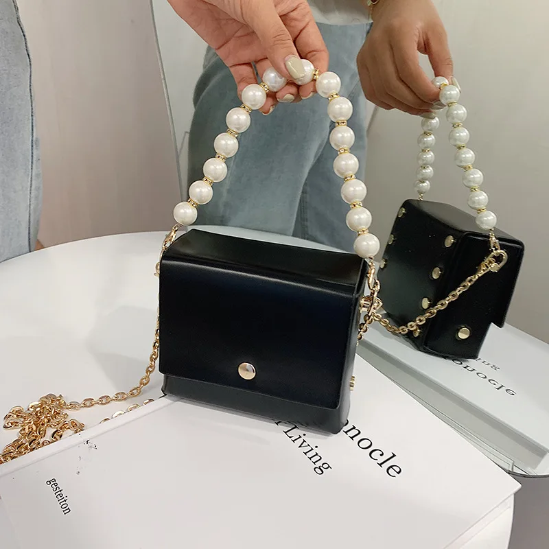 

Women's One-shoulder Hot Sale Bag New Patent Leather Pearl Handbag Mini Chain All-match Trendy Messenger Bag Mobile Phone Bag