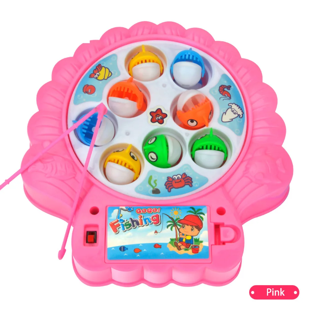 

Electric Fishing Toy Rotating Fishing Game Musical Fishing Educational Toys with 8 Fishes Toy For Children Outdoor Play Set Hot