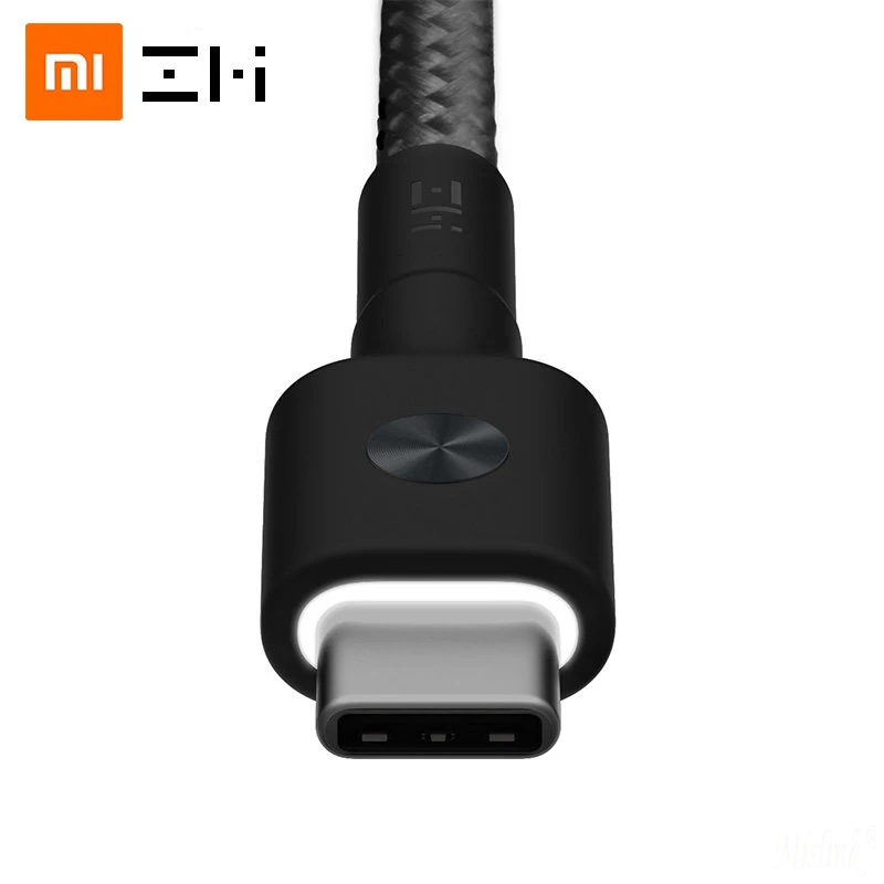 Оригинальный кабель ZMI usb type c со светодиодной подсветкой 3 А для быстрой зарядки и