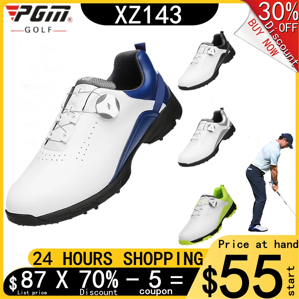 PGM XZ143 Men'S Golf Shoes Non-Slip Waterproof Breathable Fine Fiber Lining Rotating Shoelace Fashionable Golf Club Supplies