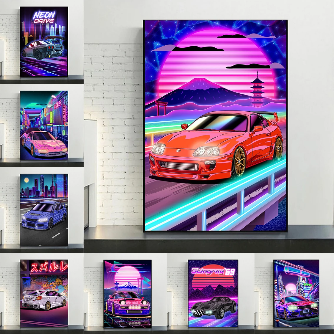 

Modern Tokyo Street Racing Nissan GTR Synthwave Neon 80S Poster Decoration Wall Art Home Room Decor Print Canvas Painting Gifts
