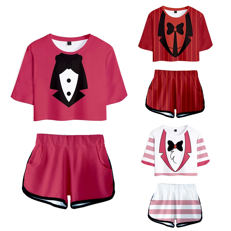 Аниме Hazbin Косплей Спортивная одежда Женская футболка футболки шорты Чарли