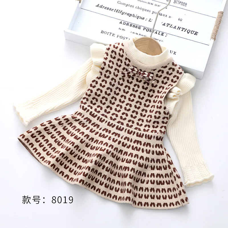 

Girls Dress Sweater Winter 2pcs Set New Fashion Kids Clothes Knitted Children Clothing High Quality Infant Costum