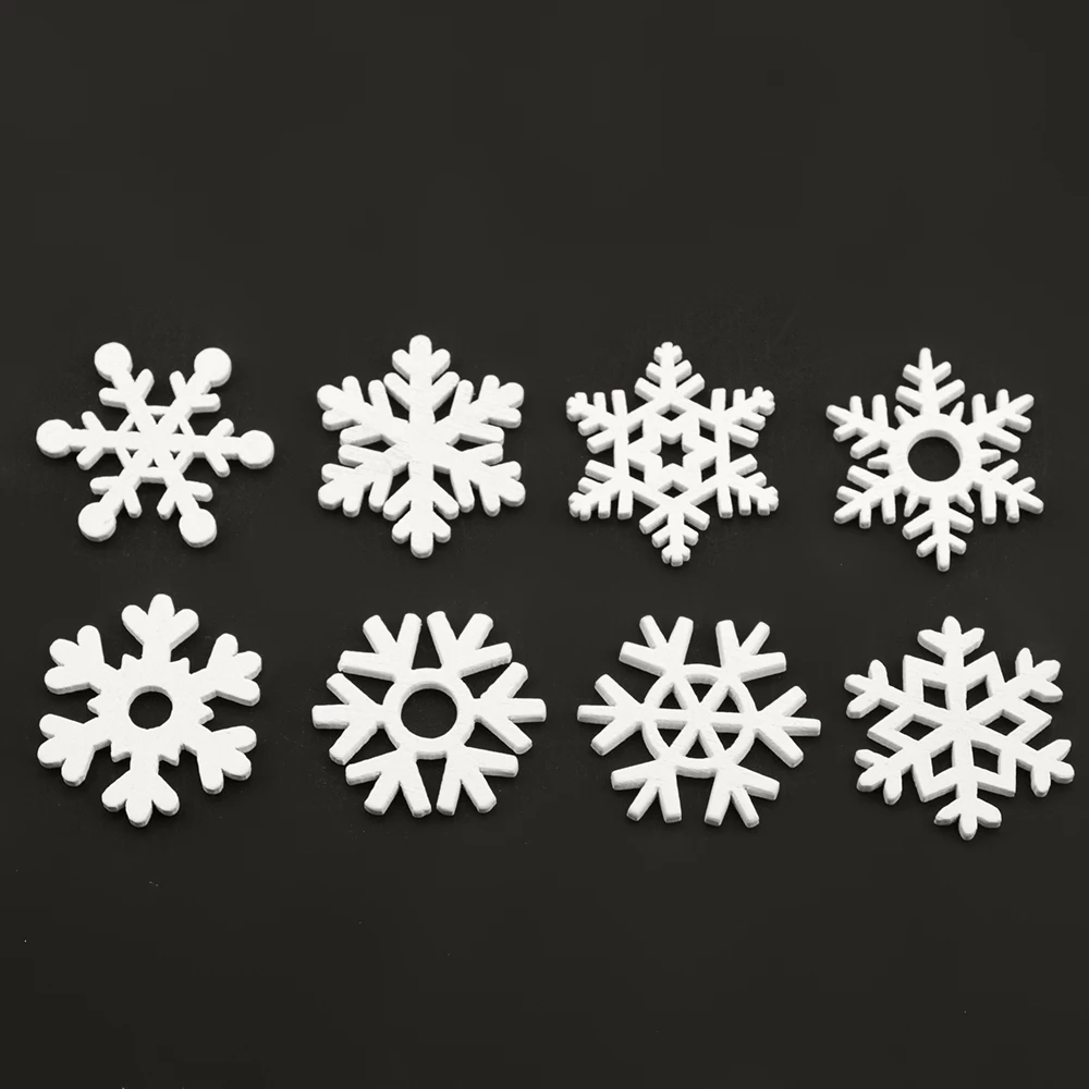 Деревянные белые снежинки разной формы 50 шт. Рождественские Подвески Новогодние