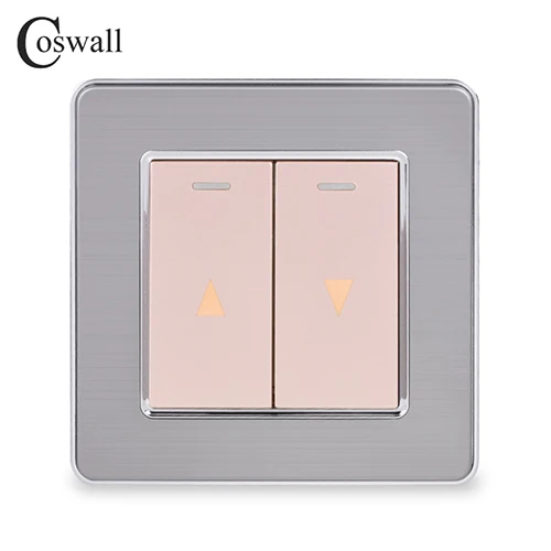 Золотой Coswall переключатель для штор настенный переключатель для электрического подъемного оборудования для штор панель из нержавеющей стали - Цвет: Золотой