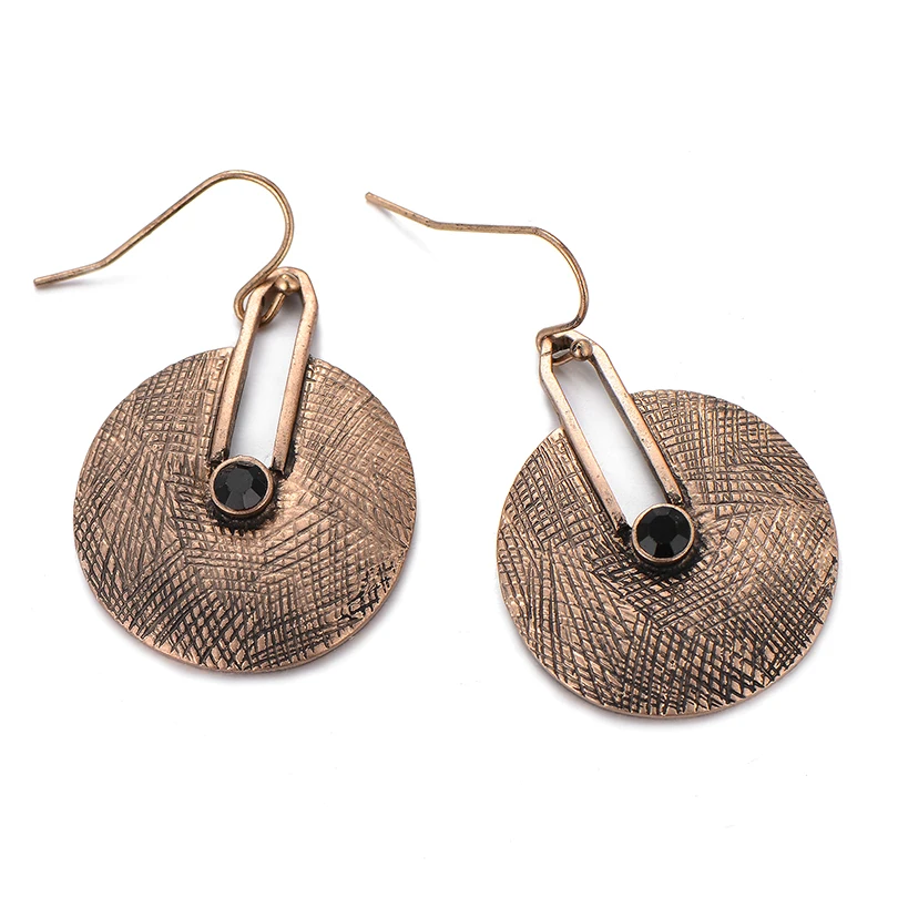 Старинный антикварный Золотой Цвет круглая капля серьга для женщин в стиле ретро