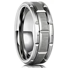 Мужское обручальное кольцо из нержавеющей стали, обручальное кольцо 8 мм с посеребренным рисунком кирпича, размер 6-13