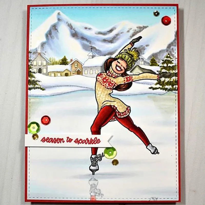 Кататься на коньках прозрачные наклейки для Скрапбукинг и карточками создания