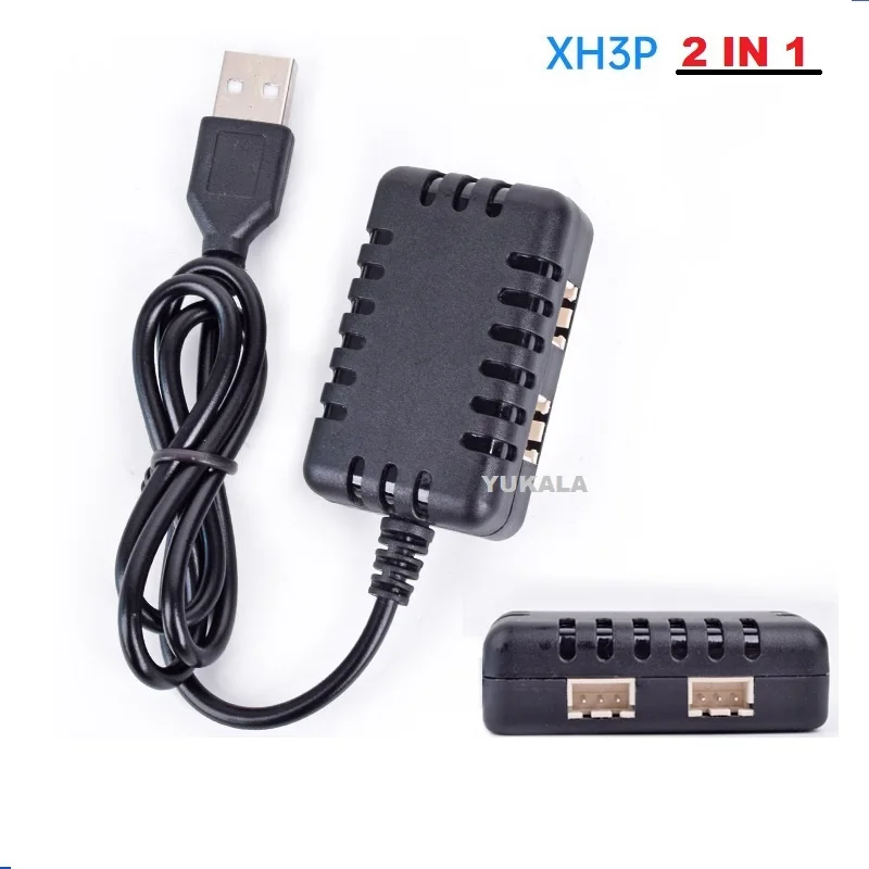 2 IN 1 7.4V 1000Mah*2 XH-3P Quick USB Charger for Wltoys 144001 124019 124018 XK K130 12428 12401 12402 K989 K969 RC Car parts