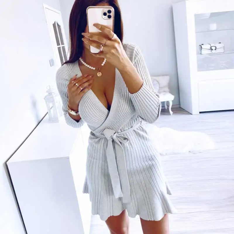 BOHO INSPIRED теплое вязаное платье с длинным рукавом сексуальные платья для женщин