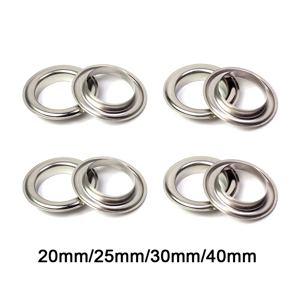 

10pcs Silver Brass Eyelets with Washer 20mm 25mm 30mm 40mm Leather Craft Grommet Clothing Bags Repair Anti-Rust Round Eye Rings