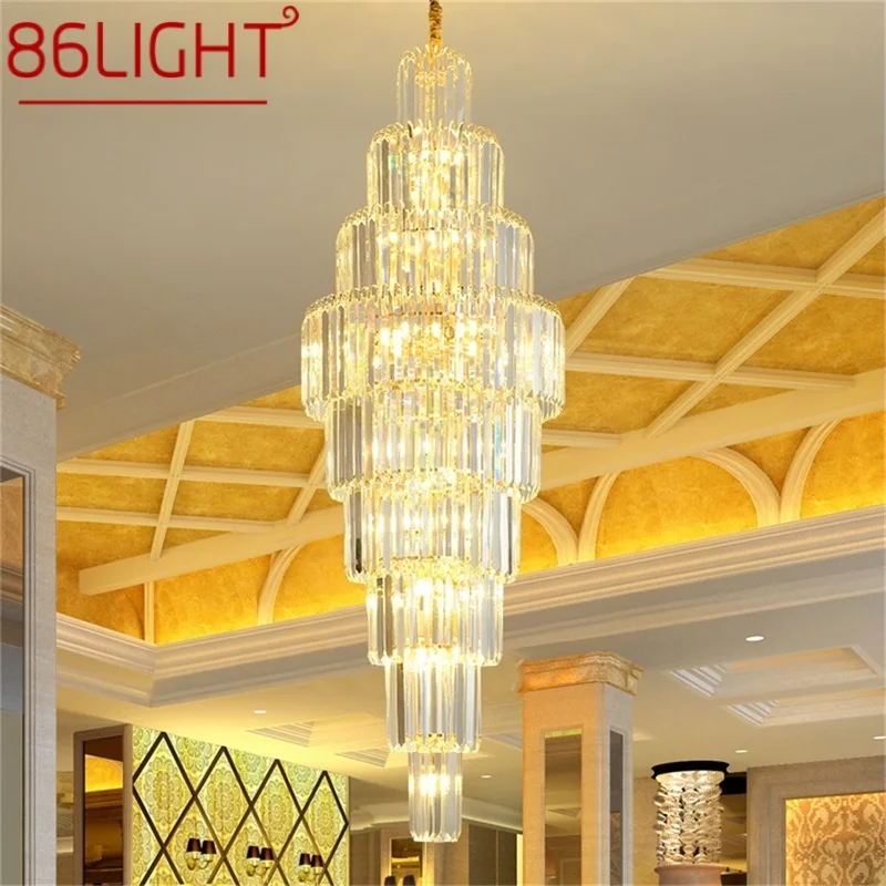 

86LIGHT Gold Chandelier Fixtures Modern Luxury Crystal Pendant Lamp Light Home LED for Stairs Hall Decoration