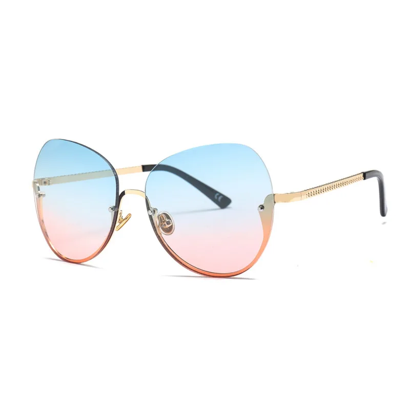 

DENISA New Semi-Rimless Blue Pink Sunglasses Women 2020 Gradient Oversized Sunglasses UV400 Glasses zonnebril kinderen G22072