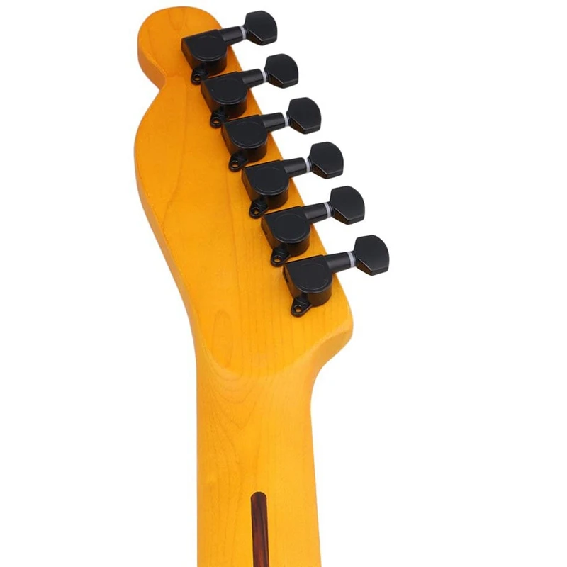 

4 Pcs Guitar Tuning Pegs 2R&2L Tuners Machine Heads with Ferrules for String Bass Accessories Black