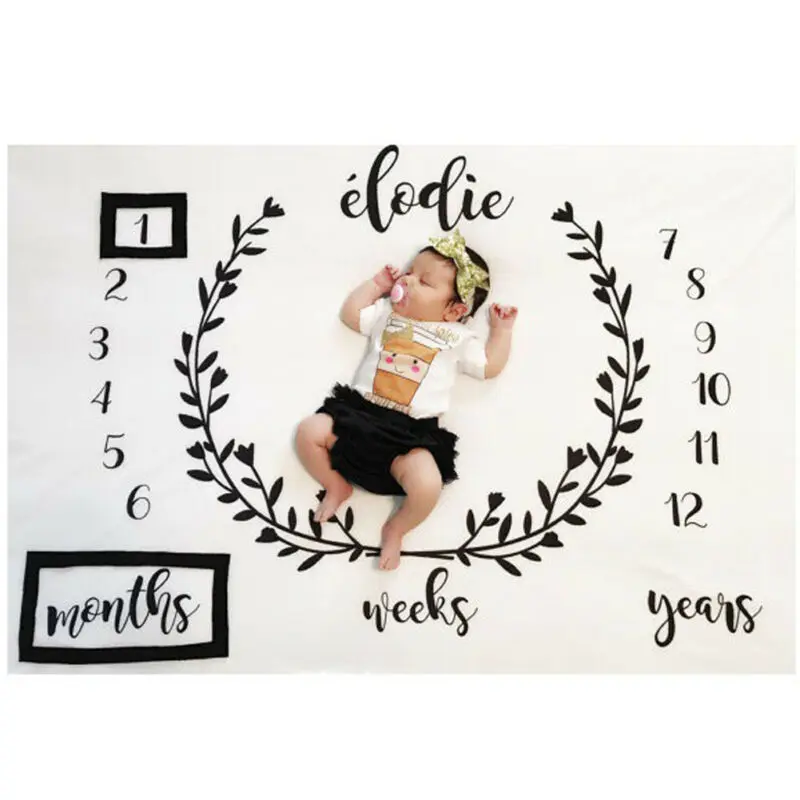 

Baby Blanket Milestone Photography Newborn Baby Blanket Monthly Flower Number Photo Prop