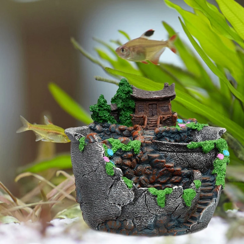 

Mini House Figurines Resin Flower Pot For Herb Cacti Succulent Plants Planter Home Garden Micro- Landscape Decor Crafts