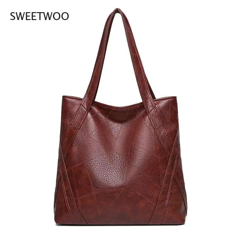 

2021 New Large Capacity Oil Wax Handbag Women's Leather Bag Women's Leather Handbag Luxury Women's Shoulder Bag Large Shopping B