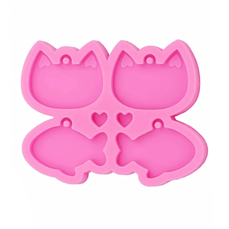 

Cat Head Fish Earrings Handmade Silicone Mold Keychain for DIY Keychain Decoration Pendant Jewelry Crafts Non-toxic