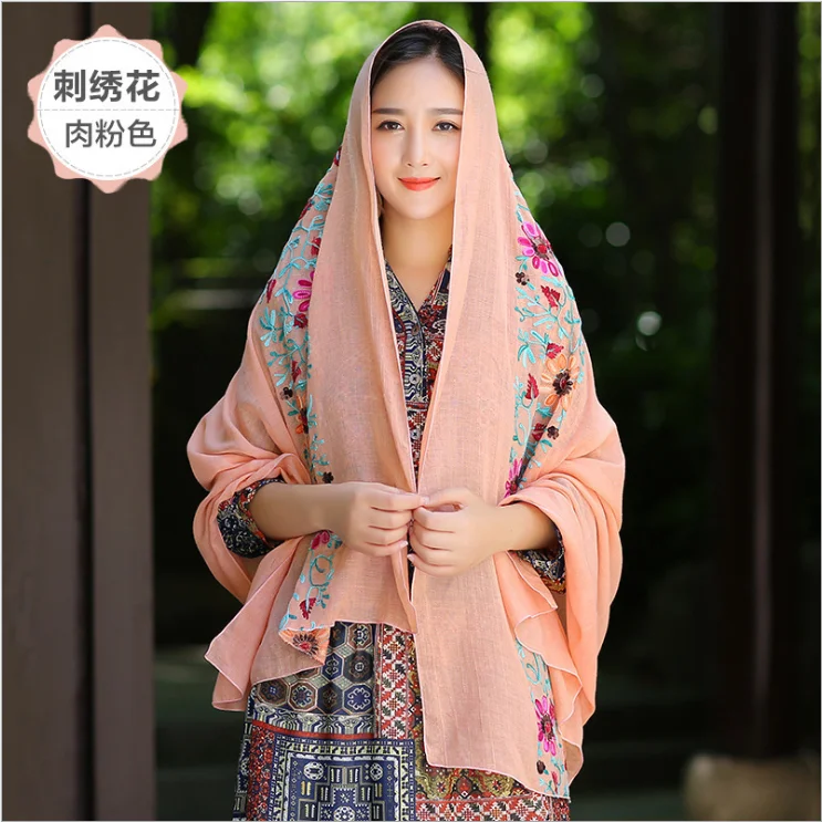 2019 New Embroidered Scarf Shawl Summer Long Silk Decorative Beach Bathing Suit Cover Ups |
