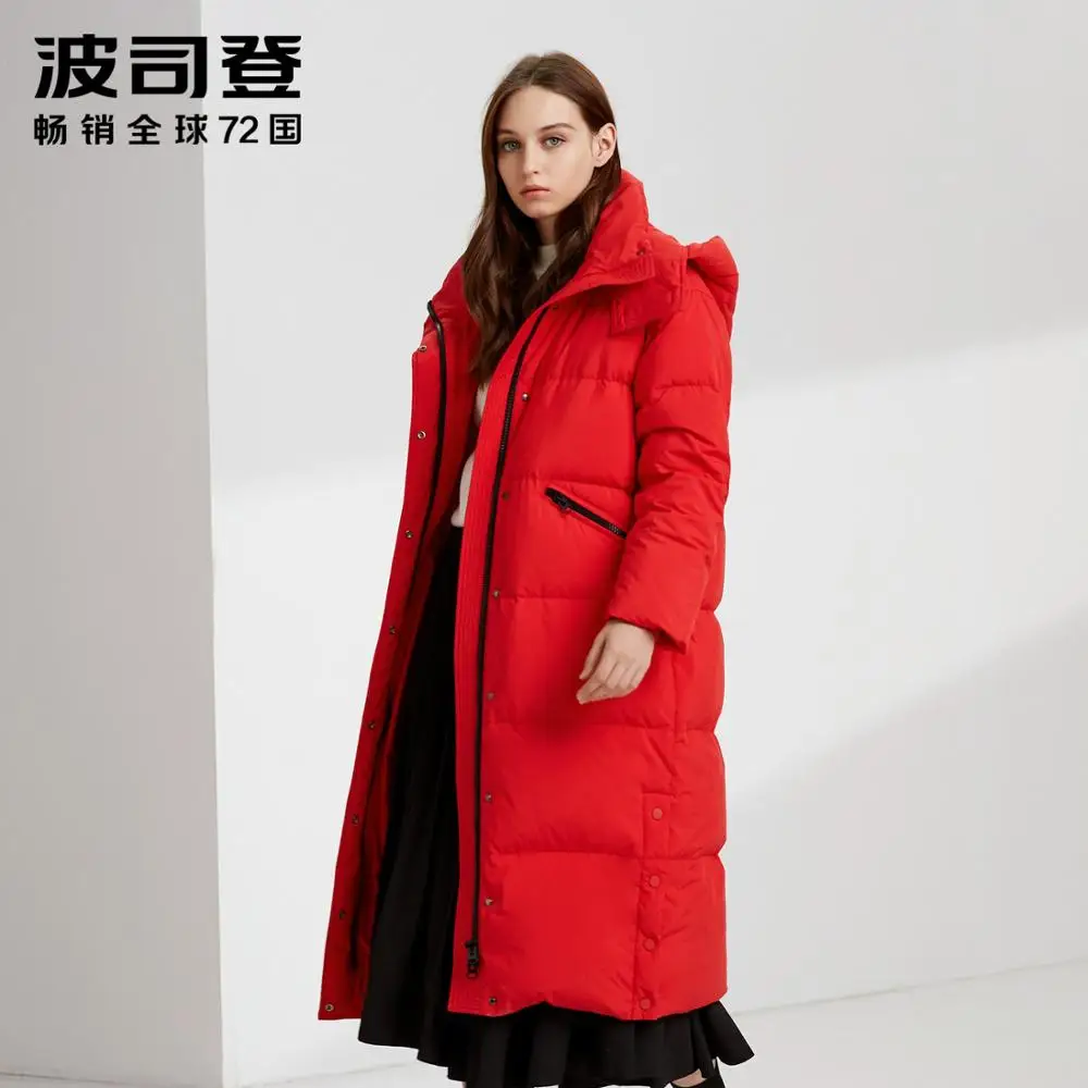 BOSIDENG X Long пуховик женский зимняя теплая плотная верхняя одежда с капюшоном