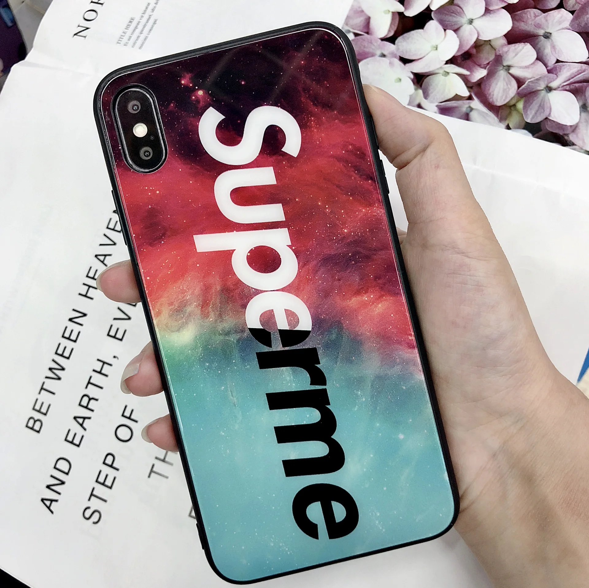 Suprme чехол для телефона стекло с надписью X для Apple 7plus защитный чехол Iphone11proma X чехол для телефона