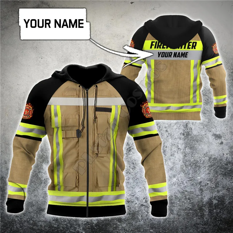 Customize Name Firefighter hoodies 3D Printed Zipper Hoodies/Sweatshirts women for men Halloween cosplay costumes images - 6