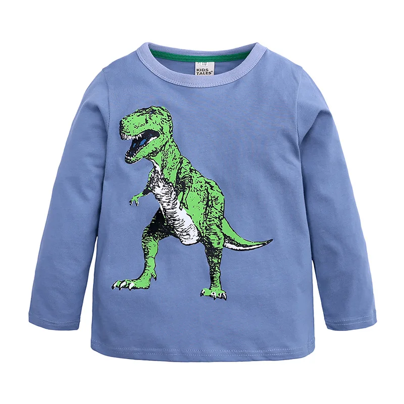 

Novelty Pattern Children T-Shirts Cotton Boys Cartoon Dinosaur T-shirt Autumn Kids Girls Tops 3-14Y All-match Children Clothes